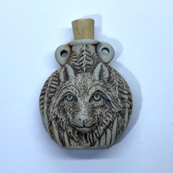 Ceramic Wolf Bottle Amulet Talisman